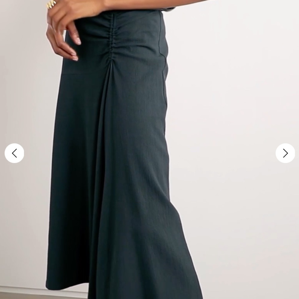 New Vince Ruched Crepe Midi Skirt - Picture 7 of 10
